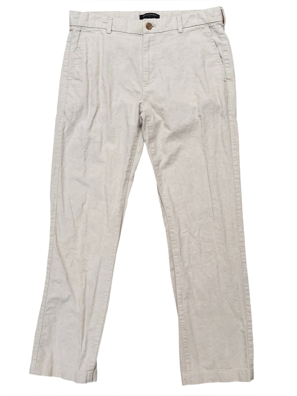Banana Republic Pants Mens Size 33x32 Flat Front Linen Cotton Straight Leg Beige